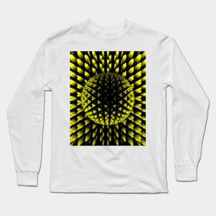 3D exploding vivid yellow sphere on black background Long Sleeve T-Shirt